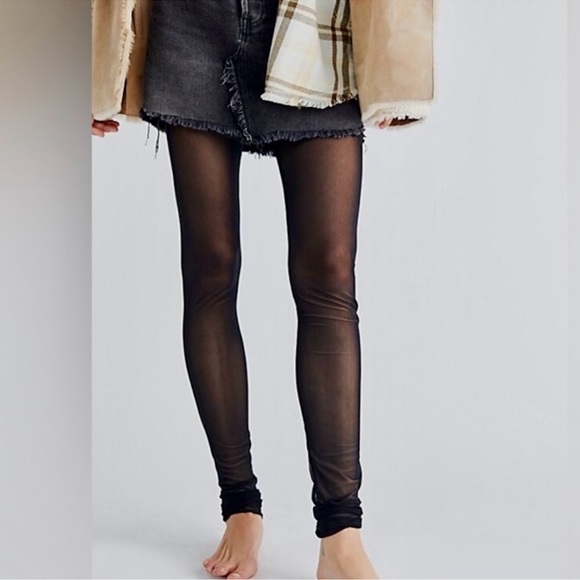 Free People Pants - EUC! Free People Sheer Black Leggings, Size Medium